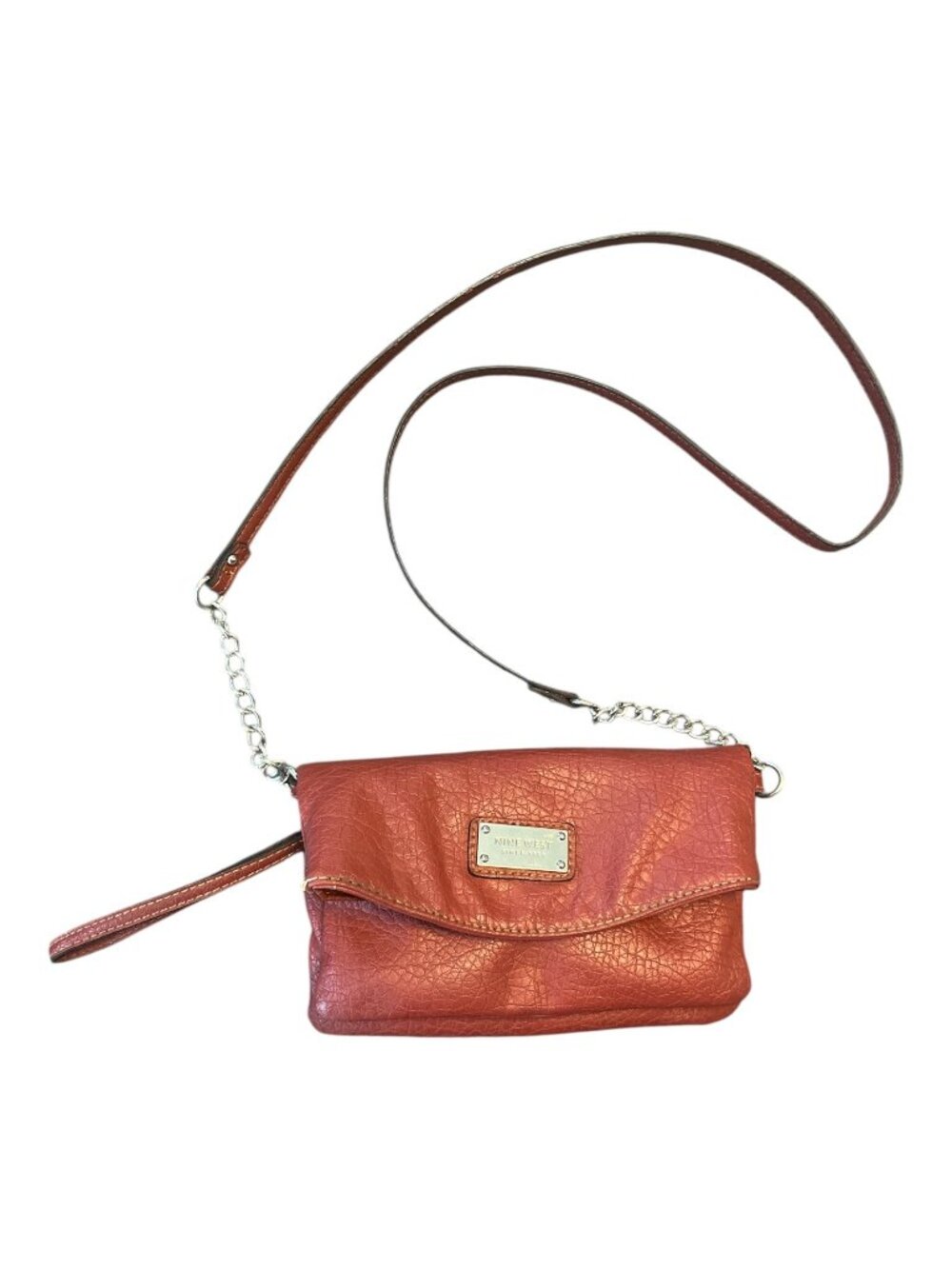 Nine West Red Crossbody Wristlet Purse Faux Leather Convertible Bag